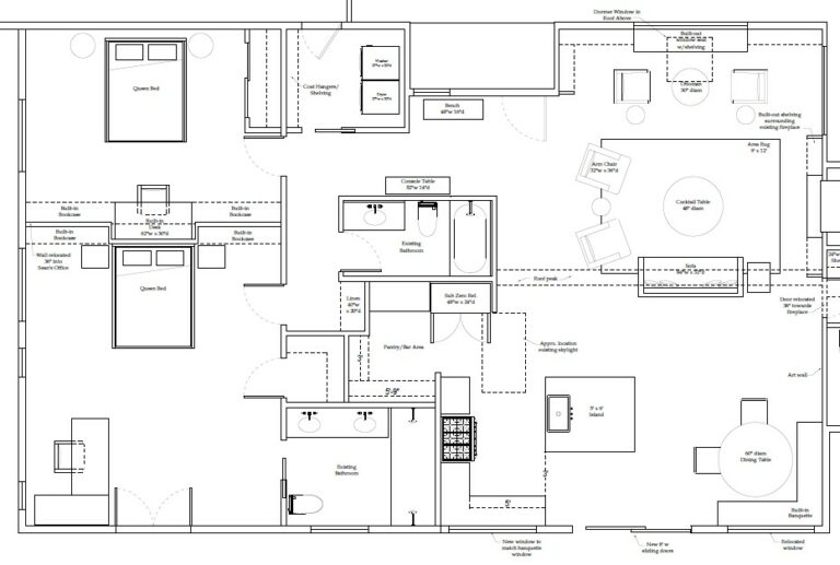 open concept kitchen and living room floor plans after the redesign