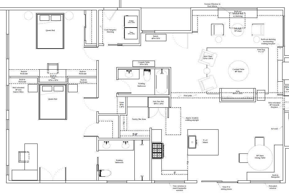 open concept kitchen and living room floor plans after the redesign